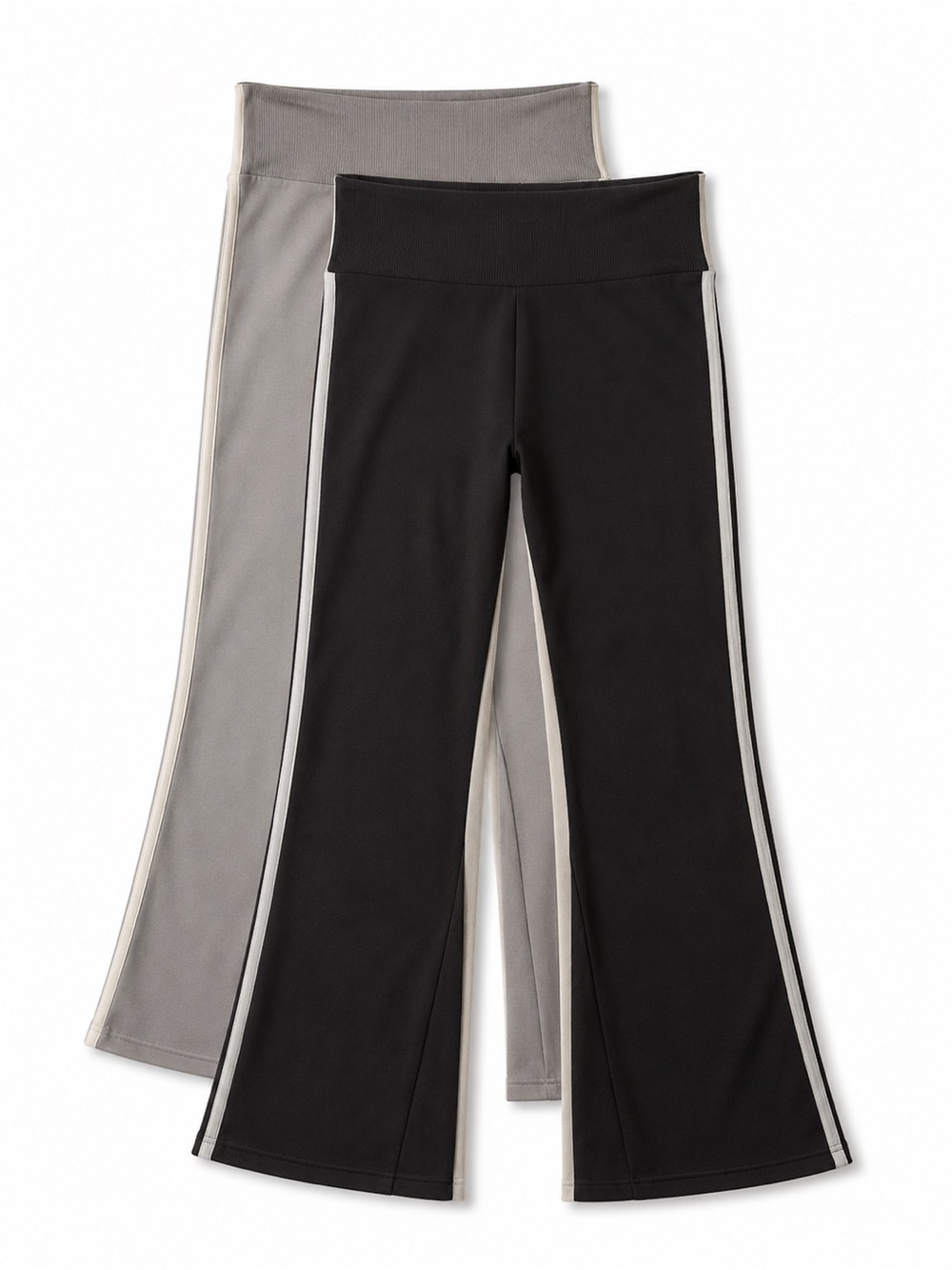 High-Waist Flare Leggings in Black and Gray - 2-Pack